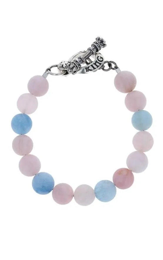 10mm Assorted Aquamarine Bracelet w/ T-Bar & Toggle
