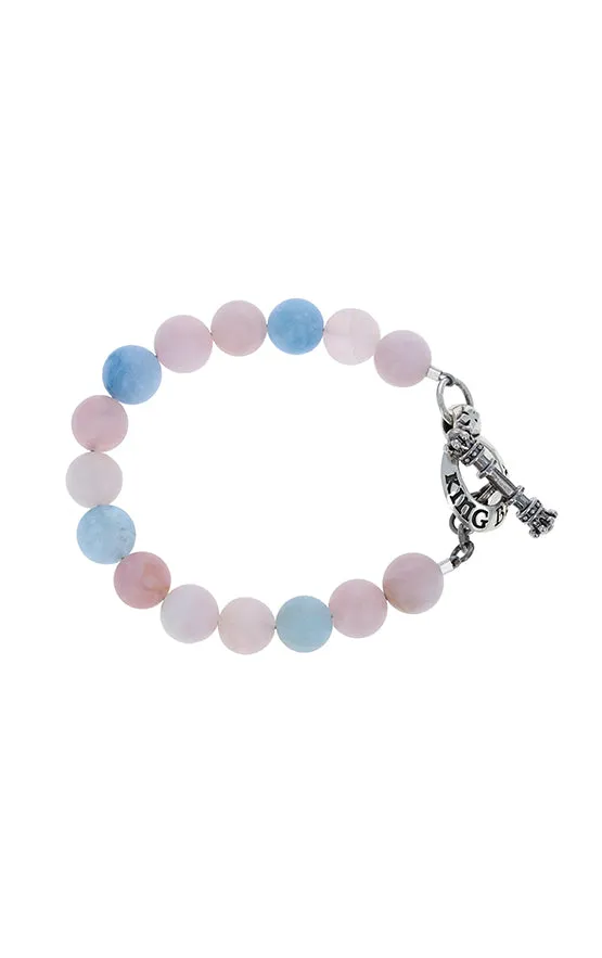 10mm Assorted Aquamarine Bracelet w/ T-Bar & Toggle