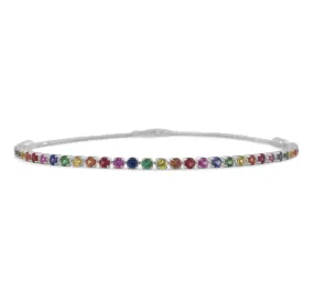 14k Gold & Rainbow Sapphire Tennis Bracelet - 1.52ct