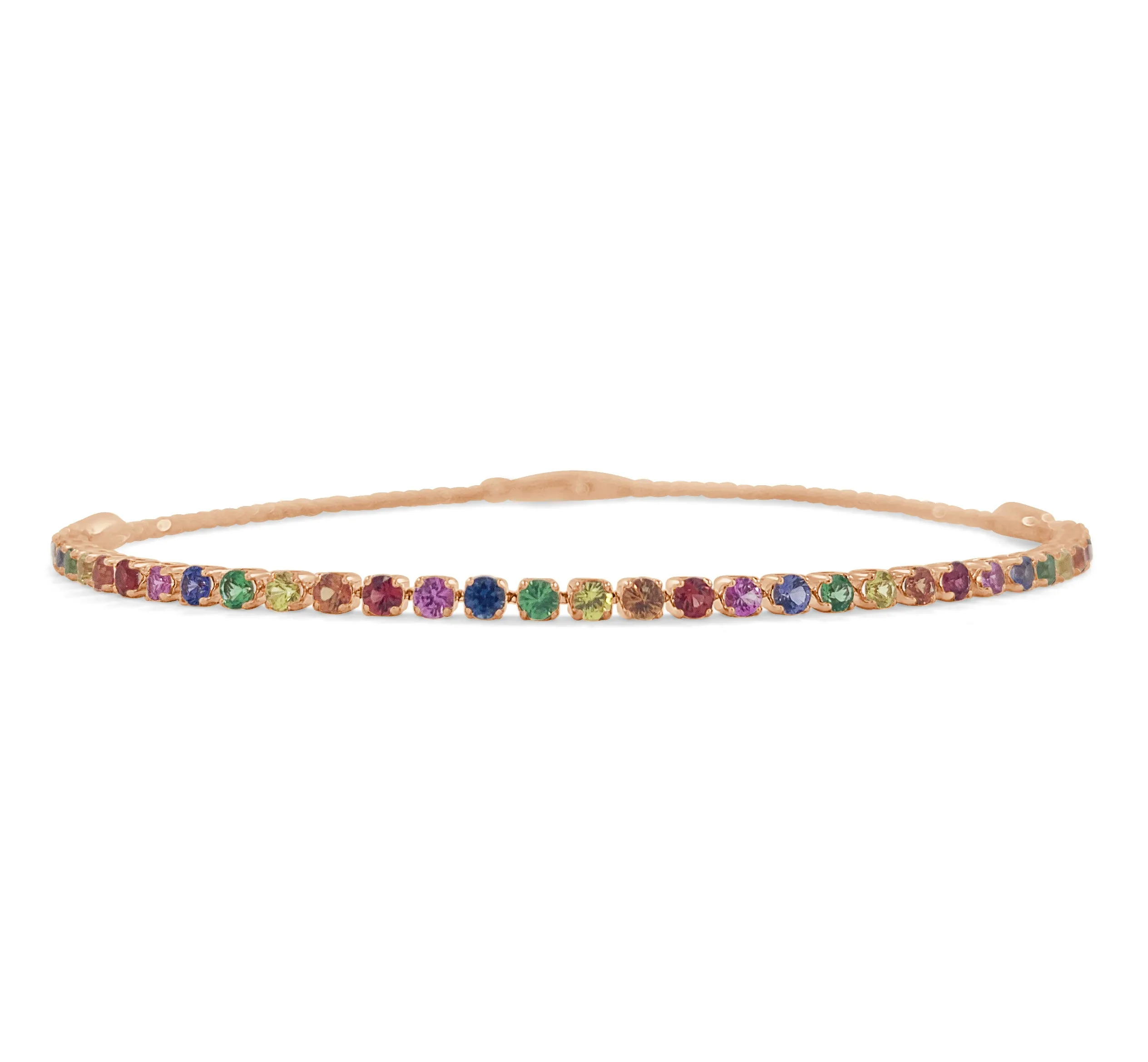 14k Gold & Rainbow Sapphire Tennis Bracelet - 1.52ct
