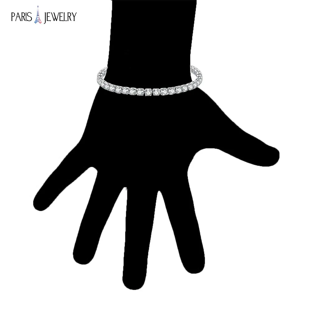 18k White Gold 8 Carat Created White Sapphire CZ Adjustable Tennis Bracelet Plated