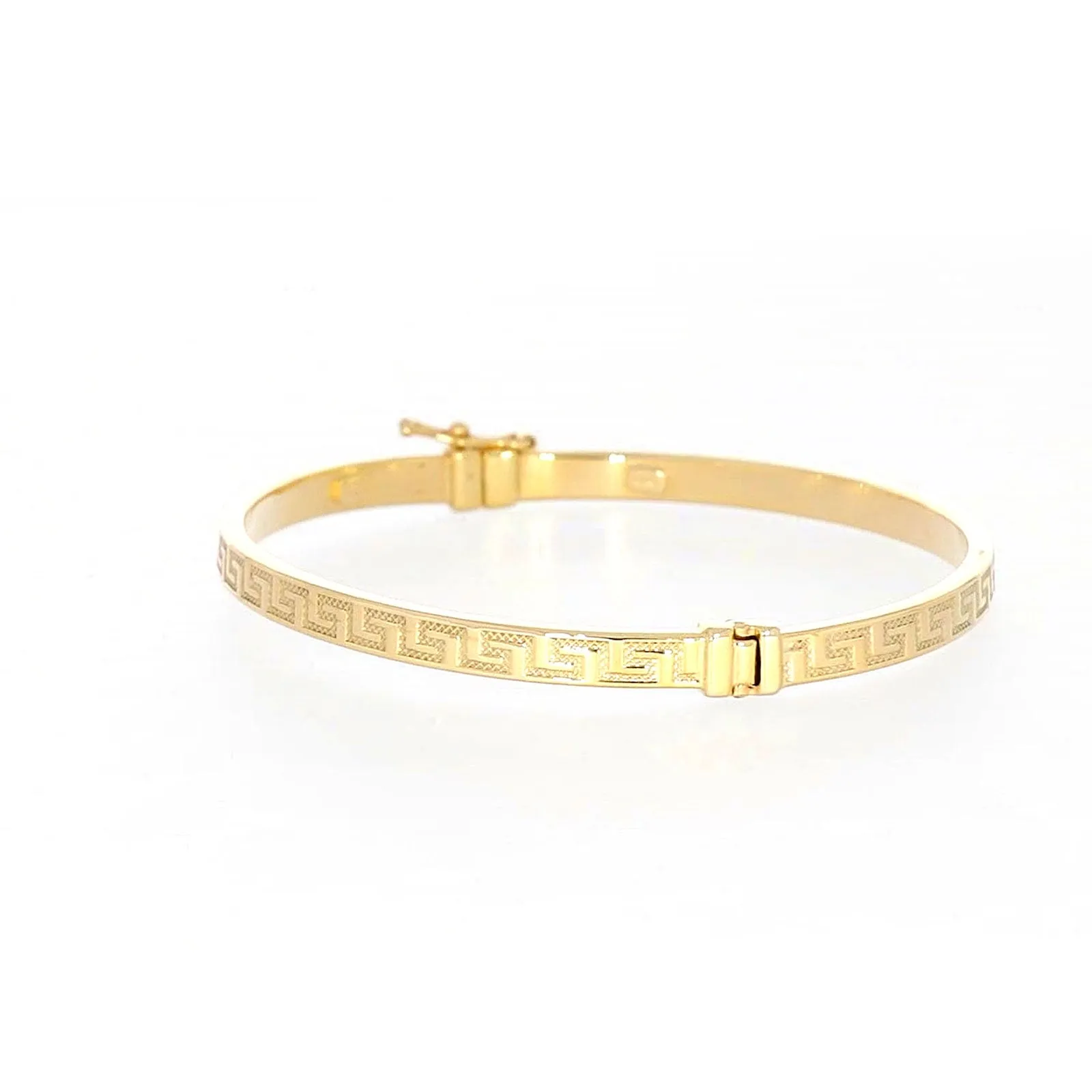 9ct Yellow Gold Greek Key Hinged Bangle